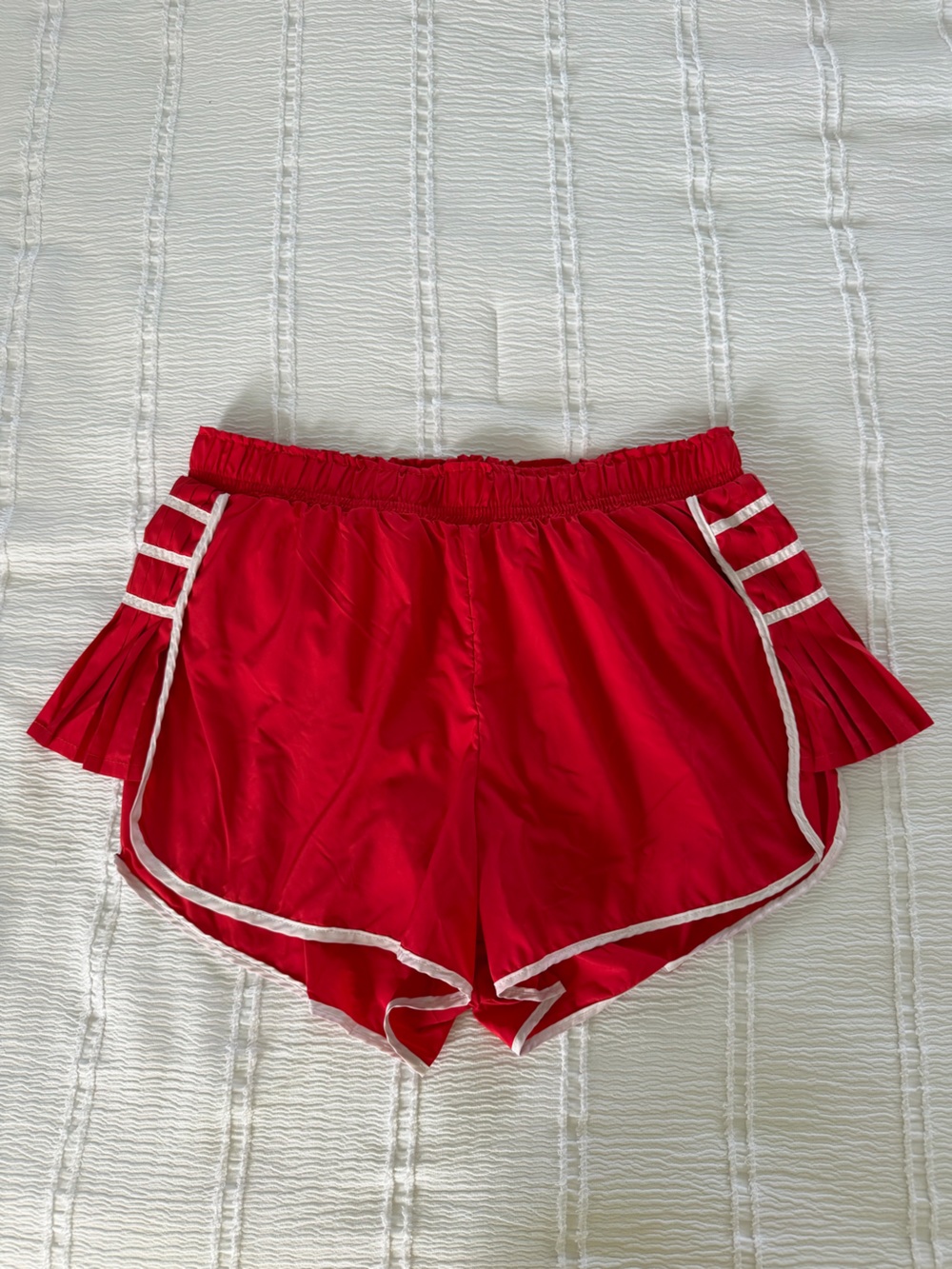 Pink Lily Red Athletic Shorts with White Trim